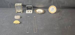 lot 368 image: Assortment of Decorative Items and Jewelry Including Dior Cufflinks
