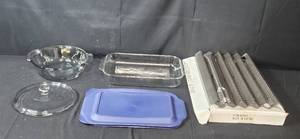 lot 373 image: Glass Bakeware Set with Lids and Gas Grill Heat Plates