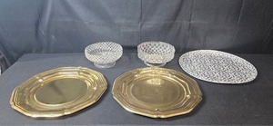 lot 411 image: Set of 5 Elegant Plastic Serving Dishes Including Bowls and Platters