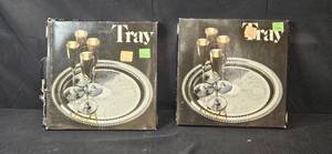 lot 443 image: Set of 2 Silver-Plated Wine Serving Trays in Original Boxes