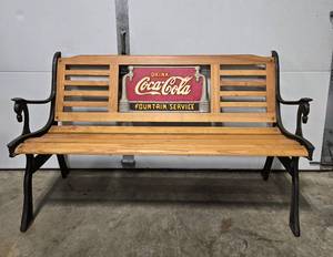 lot 436 image: Vintage Coca-Cola Wooden and Cast Iron Bench