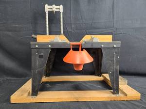 lot 458 image: Used Woodworking Router Table with Attached Clamps and Guides