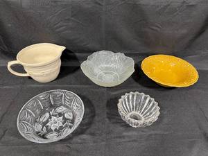 lot 350 image: Collection of Vintage Mixing and Serving Bowls with Various Designs