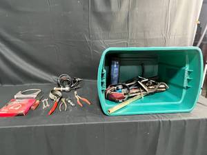lot 473 image: Collection of Assorted Hand Tools and Sears 38 Inch Drill