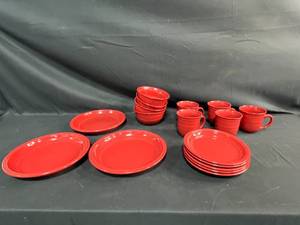 lot 483A image: Mainstays Bright Red Stoneware Dinnerware Set - Incomplete