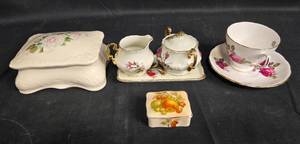 lot 504 image: Collection of Vintage Bone China, Tea Cup & Saucer Set and Trinket Boxes