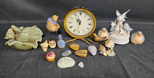 lot 506 image: Collection of Bird-Themed Figurines and Decor with Clock