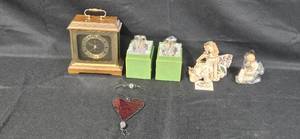 lot 520 image: Decorative Fairy Figurine Sets In Orig BoxPkg, Clock and Heart Ornament and MORE