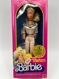 lot 26 image: Vintage Western Barbie Doll Mattel No. 1757 in Original Box