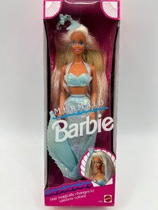 lot 28 image: Mermaid Barbie Doll with Color-Changing Hair in Original Box