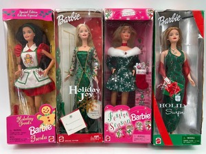 lot 40 image: Set of 4 Barbie Holiday Edition Dolls in Original Packaging