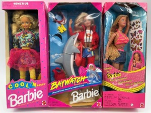 lot 43 image: Set of 3 Barbie Dolls Including Cool n Sassy, Baywatch, and Butterfly Art Editions