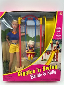 lot 53 image: Barbie Giggles n Swing Barbie & Kelly Playset