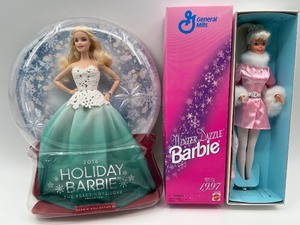 lot 75 image: Holiday Barbie 2016 and Winter Dazzle Barbie 1997 Dolls