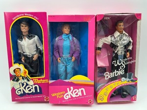 lot 155 image: Set of 3 Western Ken Dolls in Original Packaging