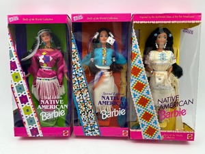 lot 157 image: Set of 3 Special Edition Native American Barbie Dolls