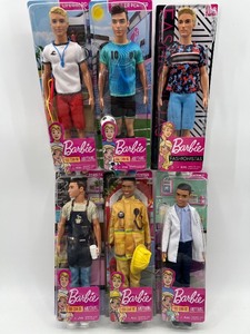 lot 171 image: Set of 6 Barbie You Can Be Anything and Fashionistas Ken Dolls