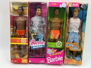 lot 204 image: Set of 4 Barbie Ken Dolls - Rio, Beach Fun, Sun Jewel, Cali Girl