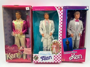 lot 206 image: Set of 3 Vintage Ken and Alan Dolls - Secret Hearts Ken, Wedding Day Alan, Dream Glow Ken