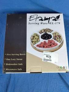 lot 107 image: Elama Signature 12-14 5-Pc. Lazy Susan Appetizer and Condiment Server Set