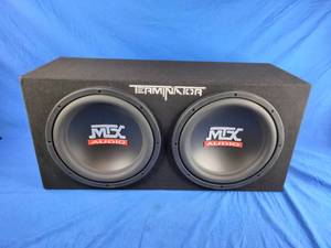 lot 130 image: MTX Terminator 1200-Watt Dual Subwoofer Enclosure