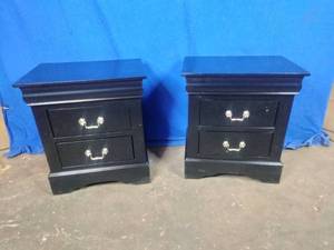 lot 121 image: 2 ACME Louis Philippe III 2-Drawer Nightstand - Black