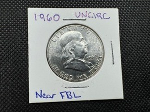 1960 Uncirculated Franklin Half Dollar, Near Full Bell Lines