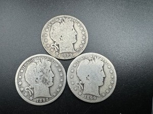 Three Pre 1900 Barber Halves, 1892, 1899 O, 1899 S