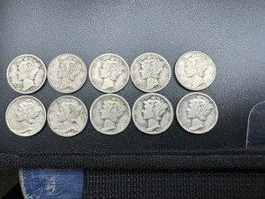 Ten Pre 1940 Mercury Dimes
