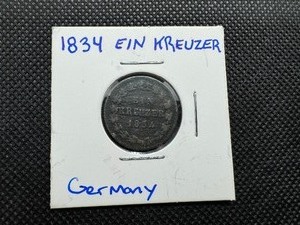 1834 Rare, Pre German Empire Ein Kreuzer
