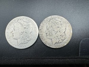 Two Bullion Grade Morgan Dollars, 1881, 1884