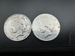 Two Bullion Grade Peace Dollars, 1923 D, 1924