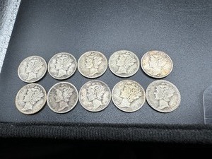 Ten Pre 1940 Mercury Dimes
