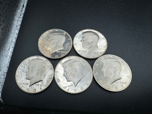 Five Different Proof Kennedy Half Dollars. 1980s, Clad