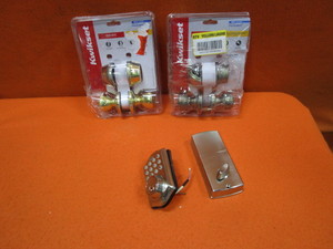(2) Exterior Door Handles & Deadbolts, Keypad Deadbolt (missing parts)