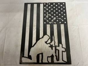 Praying Soilder Laser Cut Metal Sign