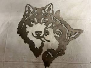 Two Wolves Laser Cut Metal Sign