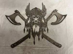 Viking and Axe Laser Cut Metal Sign