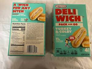 UP.2x 4pk. Hot Pocket Deli Wich Turkey & Colby on a Soft Roll