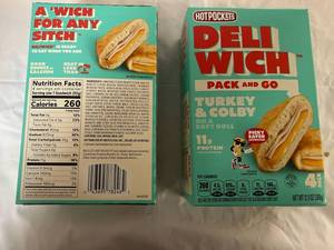 UP.2x 4pk. Hot Pocket Deli Wich Turkey & Colby on a Soft Roll