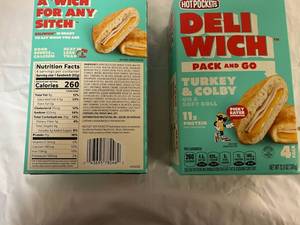 UP.2x 4pk. Hot Pocket Deli Wich Turkey & Colby on a Soft Roll