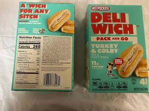 UP.2x 4pk. Hot Pocket Deli Wich Turkey & Colby on a Soft Roll