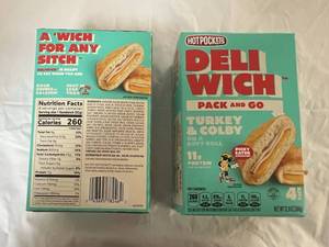 UP.2x 4pk. Hot Pocket Deli Wich Turkey & Colby on a Soft Roll