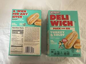 UP.2x 4pk. Hot Pocket Deli Wich Turkey & Colby on a Soft Roll