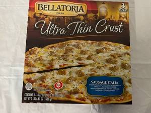 L. 3x18.27oz Bellatoria Ultra Thin Crust Sausage Pizza