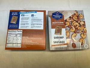 G. 2x 11.3oz Seasoned Catch Shrimp and Sausage