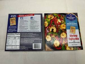 G. 2x 14oz Seasoned Catch Steam & Serve Shrimp Fajita Mix