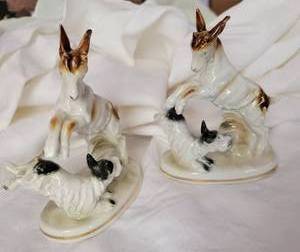 lot 211 image: German Erphila Porcelain Goat and Dog Figurine