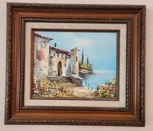 lot 53 image: Euro Waterscape Oil Painting Art Work, A