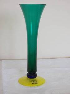 lot 115 image: Czech Art Glass Green and Yellow Vase